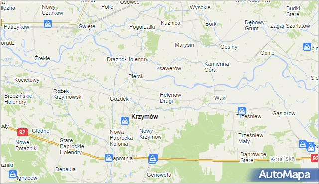 mapa Helenów Drugi gmina Krzymów, Helenów Drugi gmina Krzymów na mapie Targeo