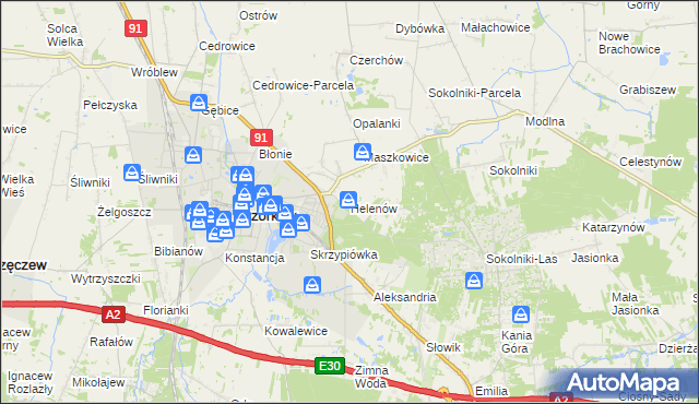 mapa Helenów gmina Ozorków, Helenów gmina Ozorków na mapie Targeo