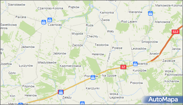 mapa Helenów gmina Policzna, Helenów gmina Policzna na mapie Targeo