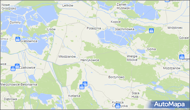 mapa Henrykowice Gajówka, Henrykowice Gajówka na mapie Targeo
