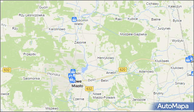 mapa Henrykowo gmina Nowe Miasto, Henrykowo gmina Nowe Miasto na mapie Targeo