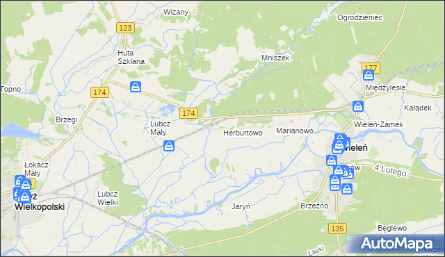 mapa Herburtowo, Herburtowo na mapie Targeo