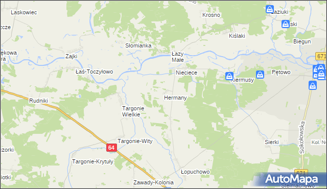 mapa Hermany, Hermany na mapie Targeo