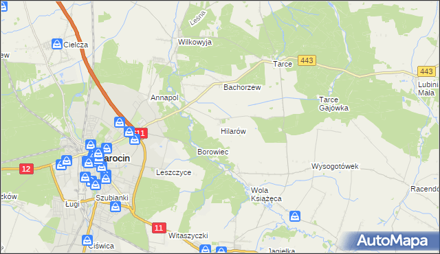 mapa Hilarów gmina Jarocin, Hilarów gmina Jarocin na mapie Targeo