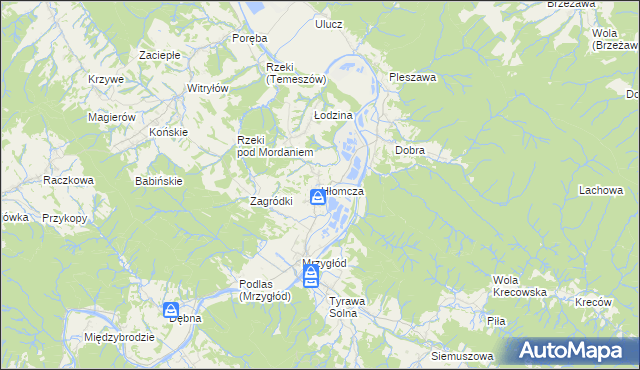 mapa Hłomcza, Hłomcza na mapie Targeo