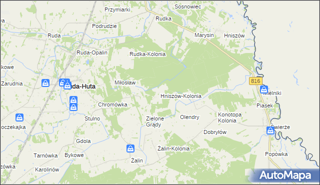 mapa Hniszów-Kolonia, Hniszów-Kolonia na mapie Targeo