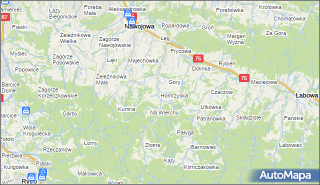 mapa Homrzyska, Homrzyska na mapie Targeo