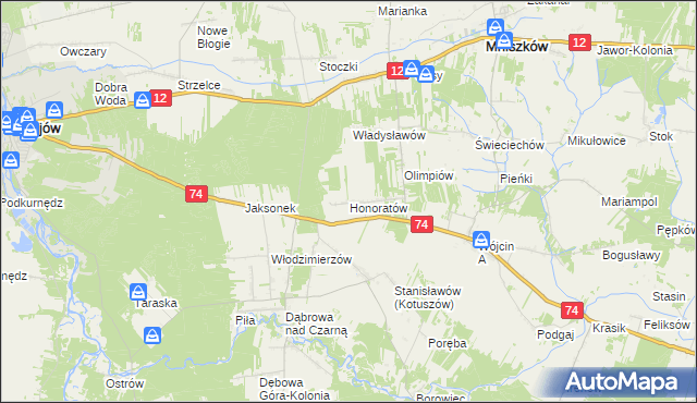 mapa Honoratów, Honoratów na mapie Targeo