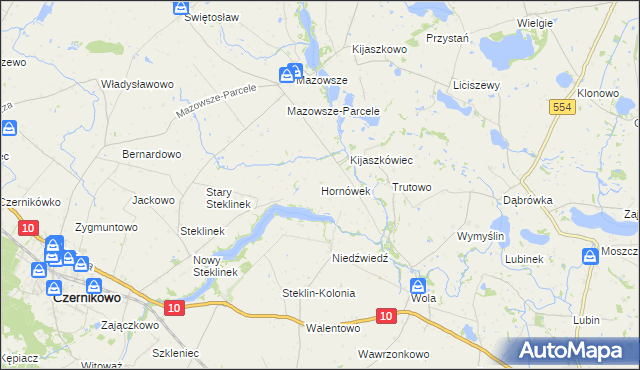 mapa Hornówek gmina Kikół, Hornówek gmina Kikół na mapie Targeo