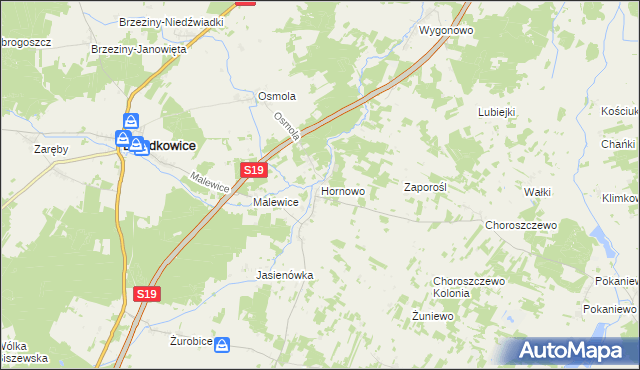 mapa Hornowo, Hornowo na mapie Targeo
