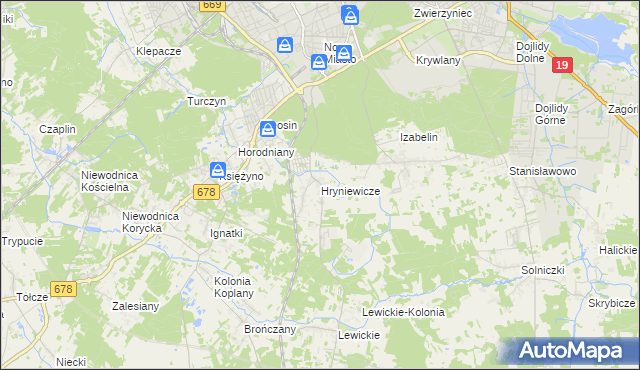 mapa Hryniewicze, Hryniewicze na mapie Targeo