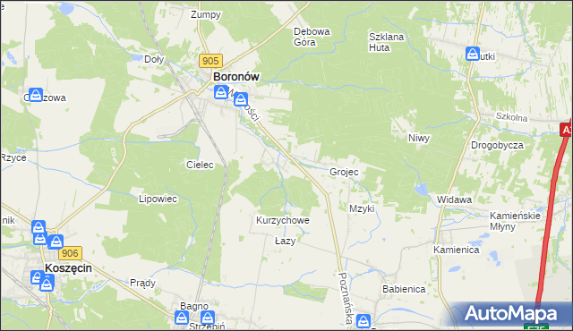 mapa Hucisko gmina Boronów, Hucisko gmina Boronów na mapie Targeo