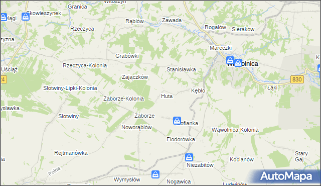 mapa Huta gmina Wąwolnica, Huta gmina Wąwolnica na mapie Targeo