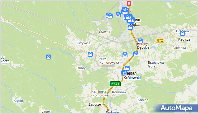 mapa Huta Komorowska, Huta Komorowska na mapie Targeo