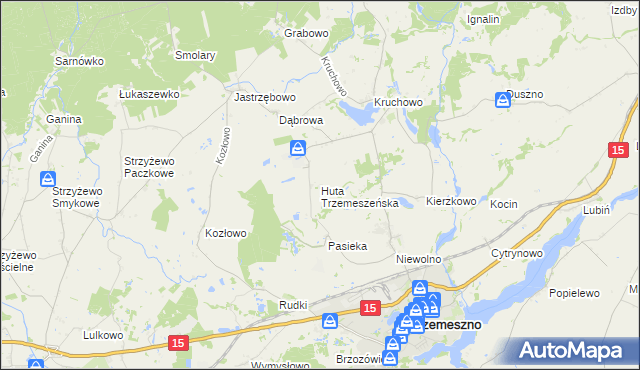 mapa Huta Trzemeszeńska, Huta Trzemeszeńska na mapie Targeo