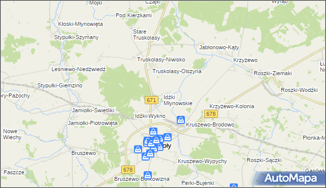 mapa Idźki Młynowskie, Idźki Młynowskie na mapie Targeo