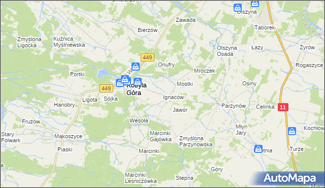 mapa Ignaców gmina Kobyla Góra, Ignaców gmina Kobyla Góra na mapie Targeo