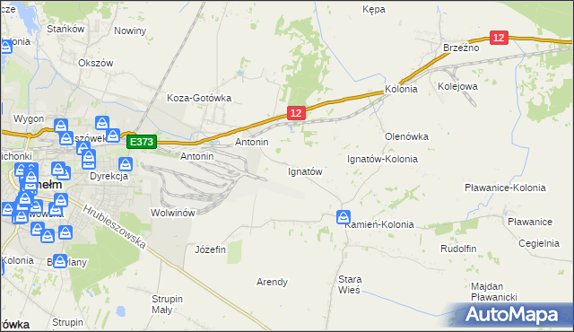 mapa Ignatów gmina Kamień, Ignatów gmina Kamień na mapie Targeo