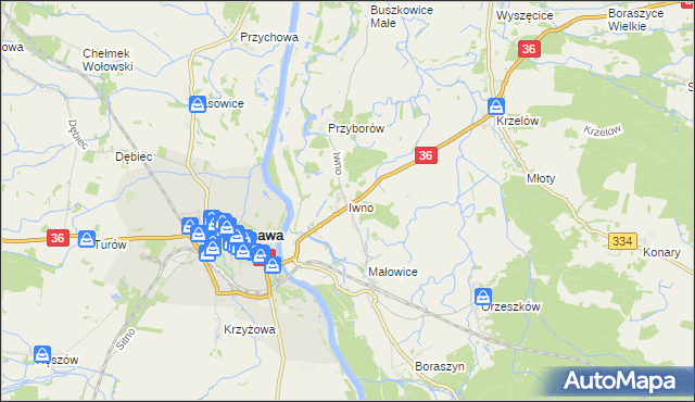 mapa Iwno gmina Wińsko, Iwno gmina Wińsko na mapie Targeo