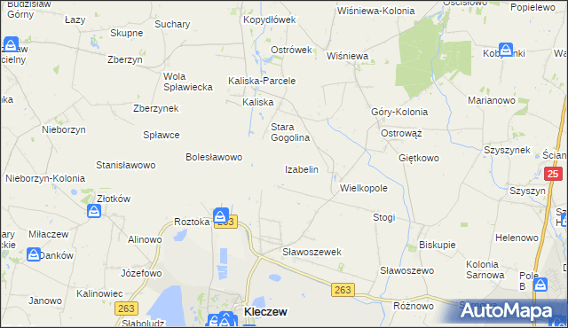 mapa Izabelin gmina Kleczew, Izabelin gmina Kleczew na mapie Targeo