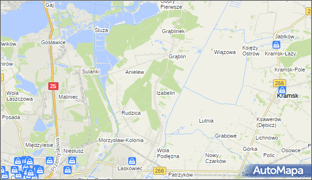 mapa Izabelin gmina Kramsk, Izabelin gmina Kramsk na mapie Targeo
