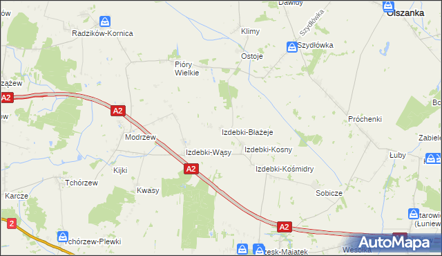 mapa Izdebki-Błażeje, Izdebki-Błażeje na mapie Targeo