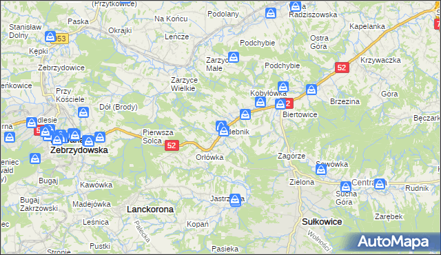 mapa Izdebnik gmina Lanckorona, Izdebnik gmina Lanckorona na mapie Targeo