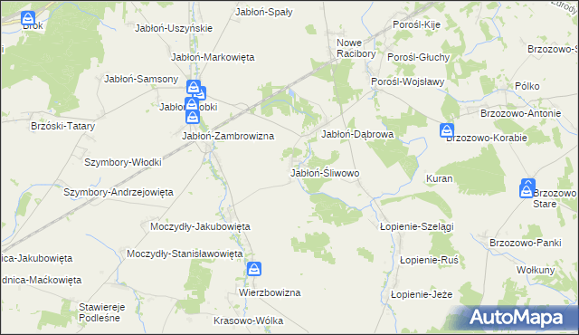 mapa Jabłoń-Śliwowo, Jabłoń-Śliwowo na mapie Targeo