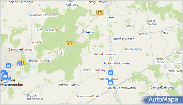 mapa Jabłoń-Uszyńskie, Jabłoń-Uszyńskie na mapie Targeo