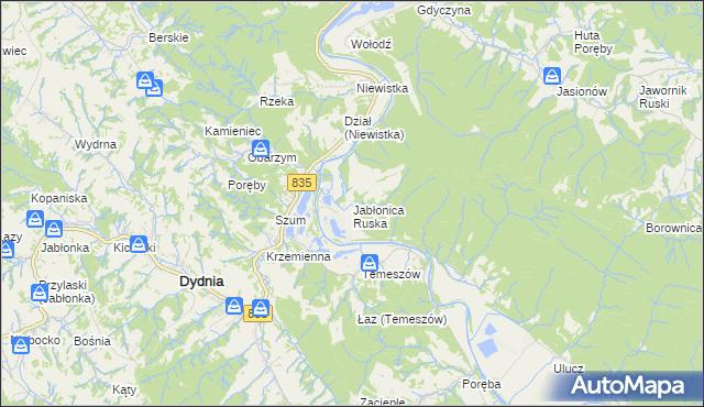 mapa Jabłonica Ruska, Jabłonica Ruska na mapie Targeo