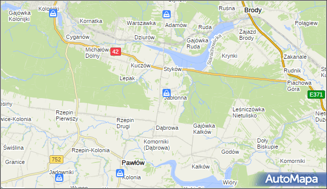 mapa Jabłonna gmina Brody, Jabłonna gmina Brody na mapie Targeo