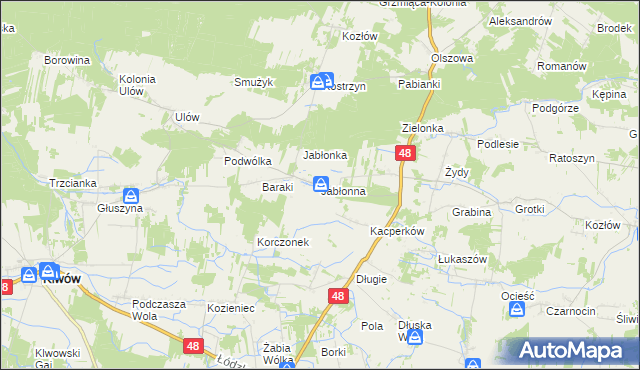 mapa Jabłonna gmina Wyśmierzyce, Jabłonna gmina Wyśmierzyce na mapie Targeo