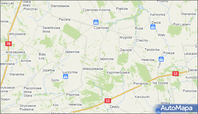 mapa Jabłonów gmina Policzna, Jabłonów gmina Policzna na mapie Targeo