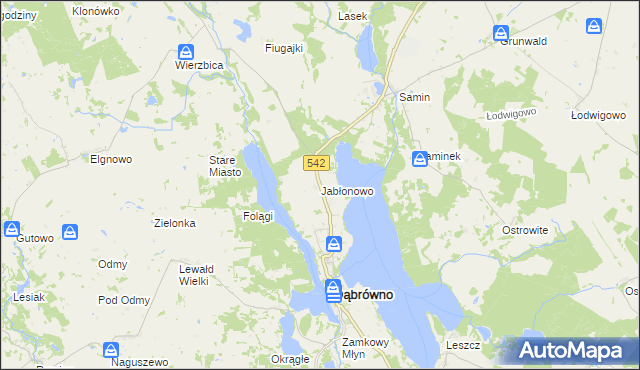 mapa Jabłonowo gmina Dąbrówno, Jabłonowo gmina Dąbrówno na mapie Targeo