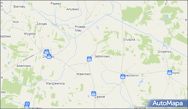 mapa Jabłonowo gmina Płośnica, Jabłonowo gmina Płośnica na mapie Targeo