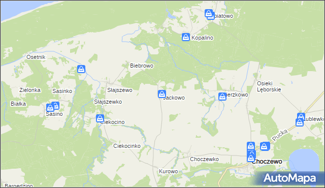 mapa Jackowo gmina Choczewo, Jackowo gmina Choczewo na mapie Targeo