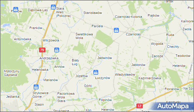 mapa Jadwinów gmina Policzna, Jadwinów gmina Policzna na mapie Targeo