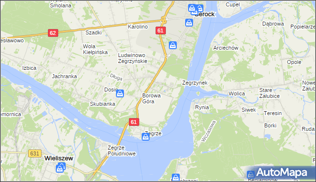 mapa Jadwisin gmina Serock, Jadwisin gmina Serock na mapie Targeo