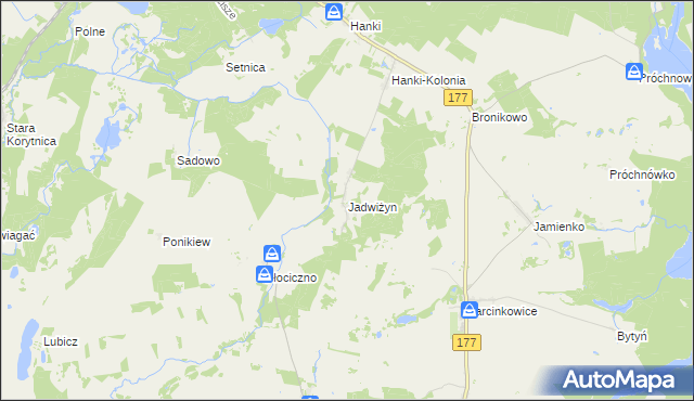 mapa Jadwiżyn gmina Mirosławiec, Jadwiżyn gmina Mirosławiec na mapie Targeo