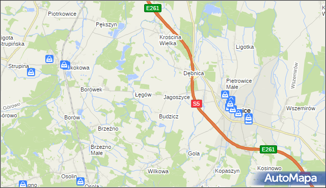 mapa Jagoszyce, Jagoszyce na mapie Targeo