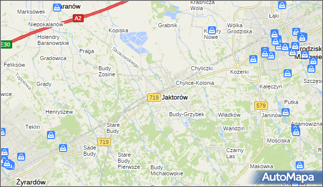 mapa Jaktorów, Jaktorów na mapie Targeo