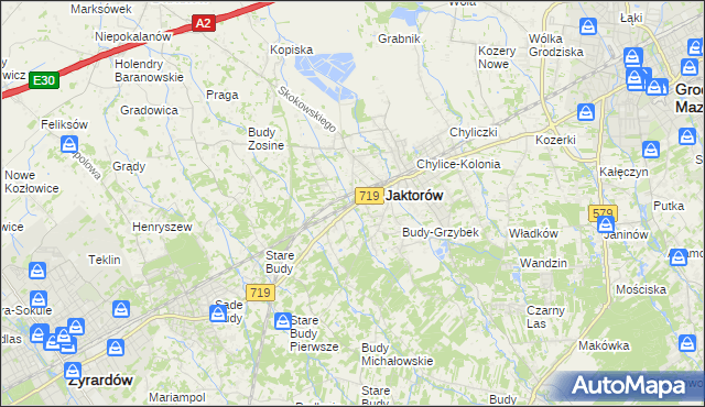 mapa Jaktorów-Kolonia, Jaktorów-Kolonia na mapie Targeo