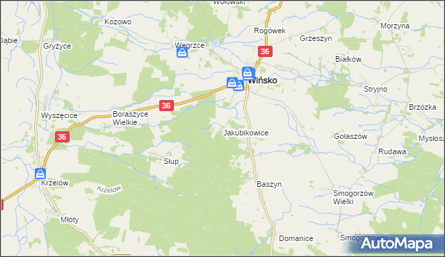 mapa Jakubikowice, Jakubikowice na mapie Targeo