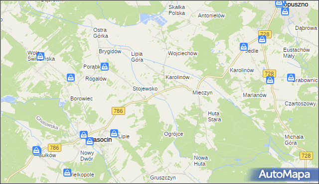 mapa Jakubów gmina Krasocin, Jakubów gmina Krasocin na mapie Targeo
