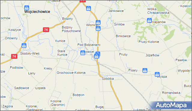 mapa Jakubowice gmina Ożarów, Jakubowice gmina Ożarów na mapie Targeo