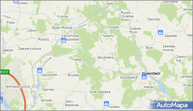 mapa Jakubówka gmina Nowodwór, Jakubówka gmina Nowodwór na mapie Targeo