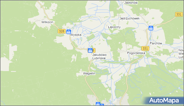 mapa Jakubowo Lubińskie, Jakubowo Lubińskie na mapie Targeo