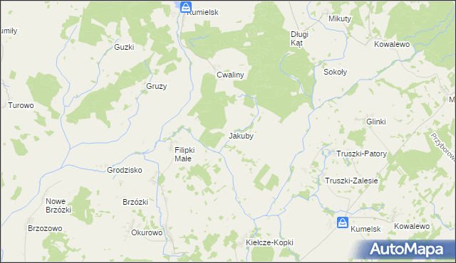 mapa Jakuby gmina Biała Piska, Jakuby gmina Biała Piska na mapie Targeo