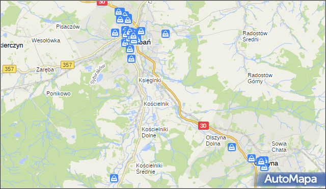 mapa Jałowiec gmina Lubań, Jałowiec gmina Lubań na mapie Targeo