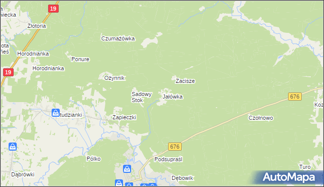 mapa Jałówka gmina Supraśl, Jałówka gmina Supraśl na mapie Targeo